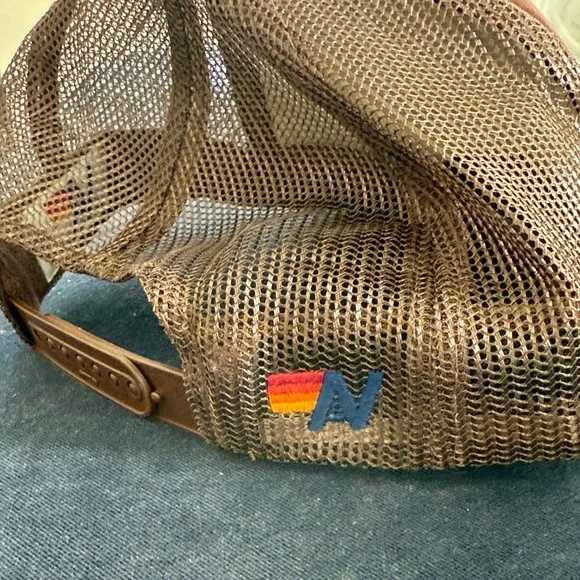 Aviator Nation Brown Trucker Hat with Mountain Patch - Picture 2 of 3